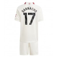 Fotbalové Dres Manchester United Alejandro Garnacho #17 Dětské Alternativní 2023-24 Krátký Rukáv (+ trenýrky)